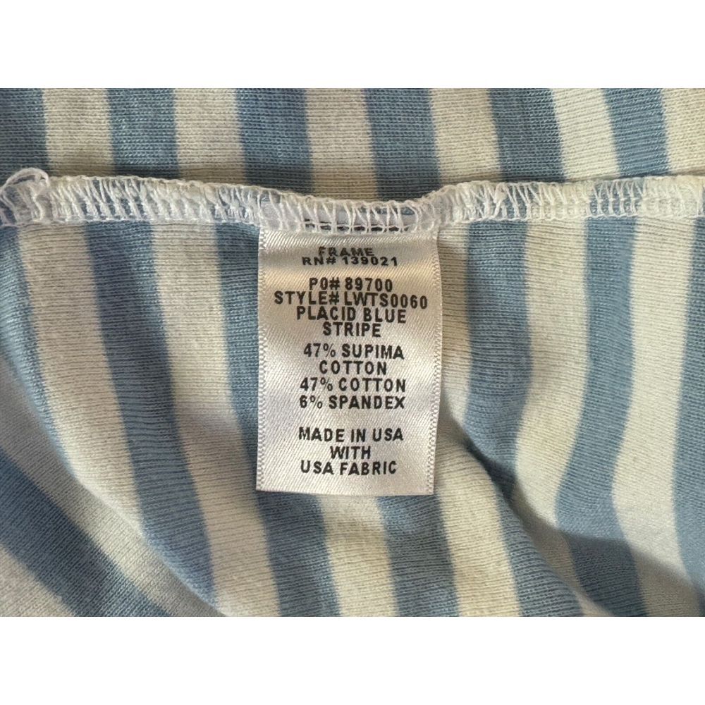 Frame Le Button V-Neck Striped Tee Women‎ S EUC Supima Cotton Striped Stretch - Picture 8 of 10